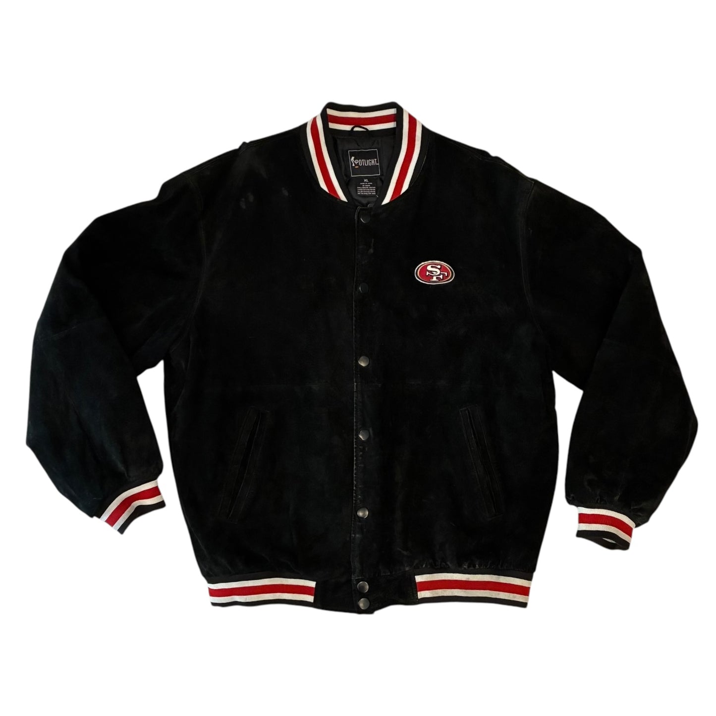 Spotlight - Genuine Leather San Francisco 49ers Black Vintage Y2K Jacket