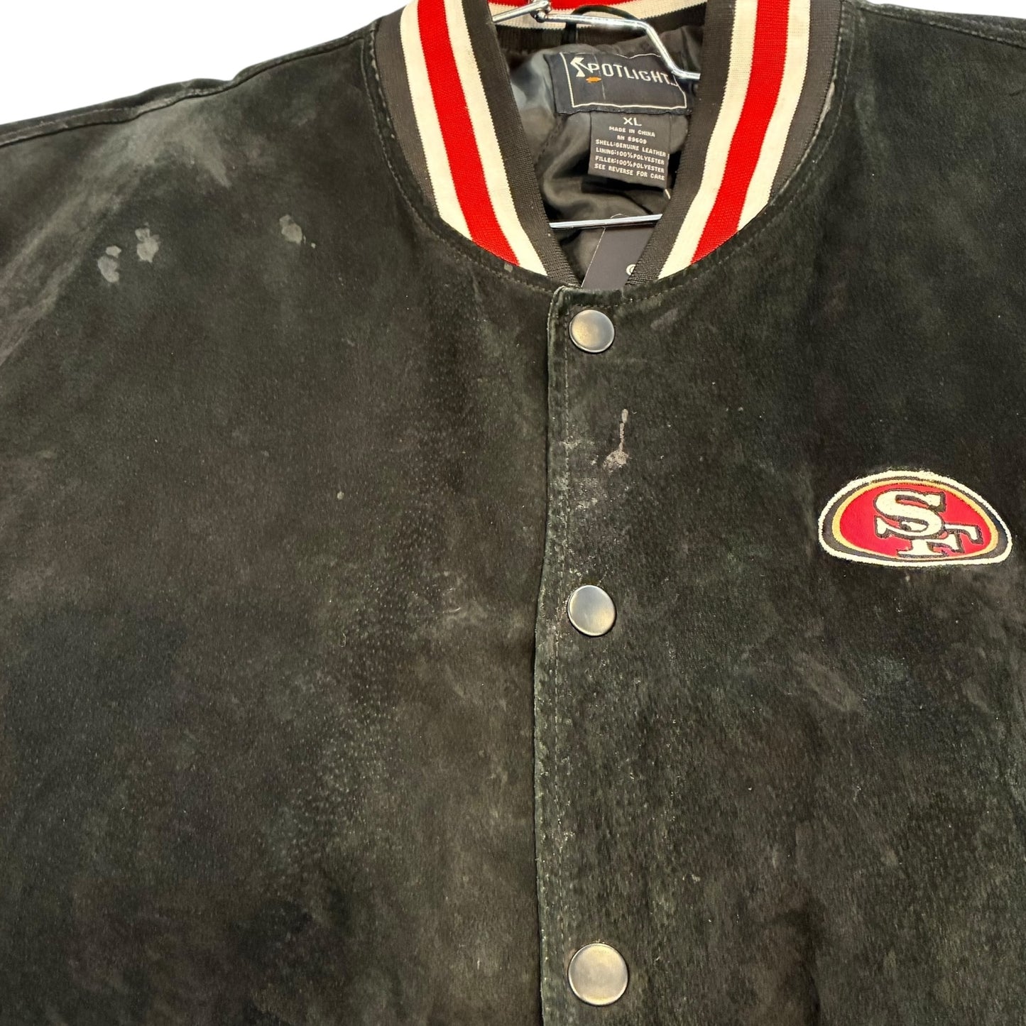 Spotlight - Genuine Leather San Francisco 49ers Black Vintage Y2K Jacket