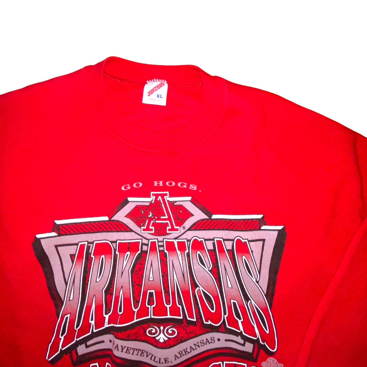 Jerzees - Arkansas Razorbacks Vintage 90s Red Crewneck Sweatshirt