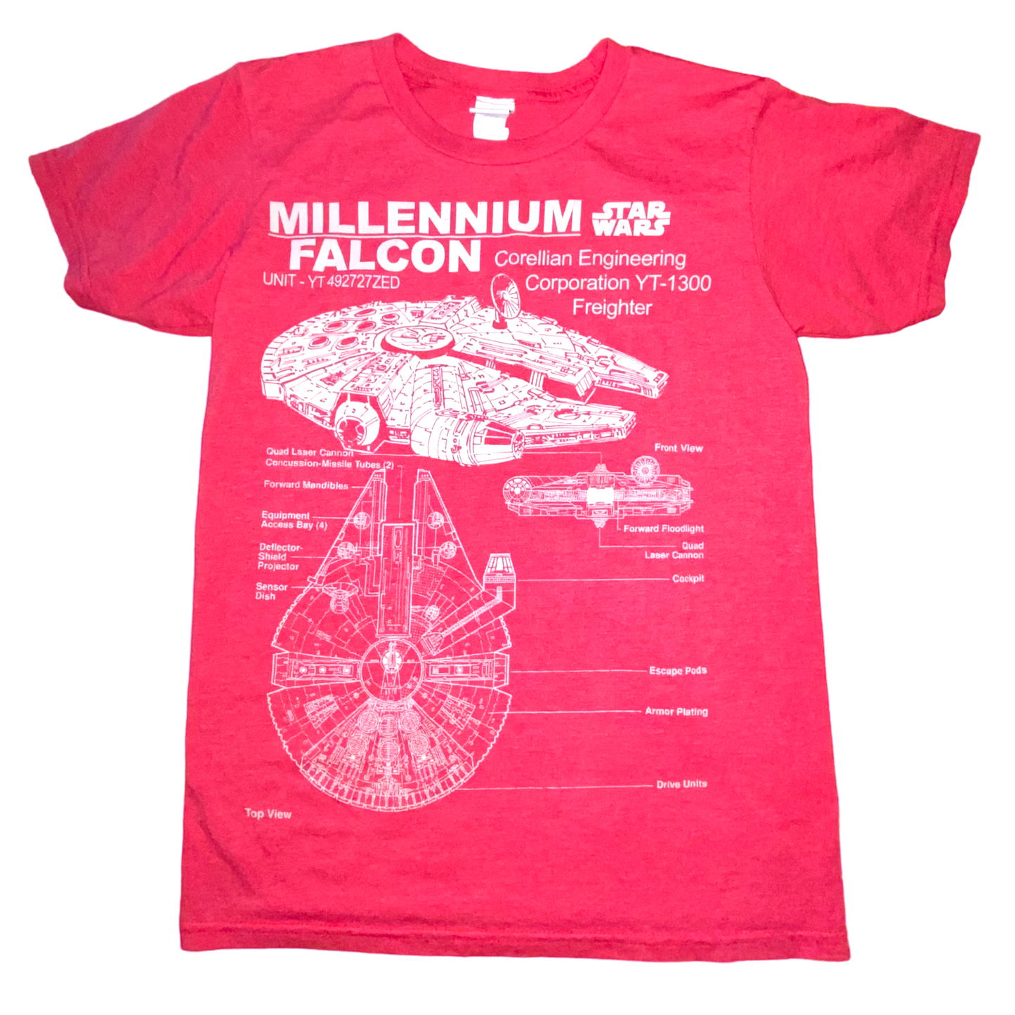 Star Wars - Millenium Falcon Vintage 90s Heather Red T-Shirt