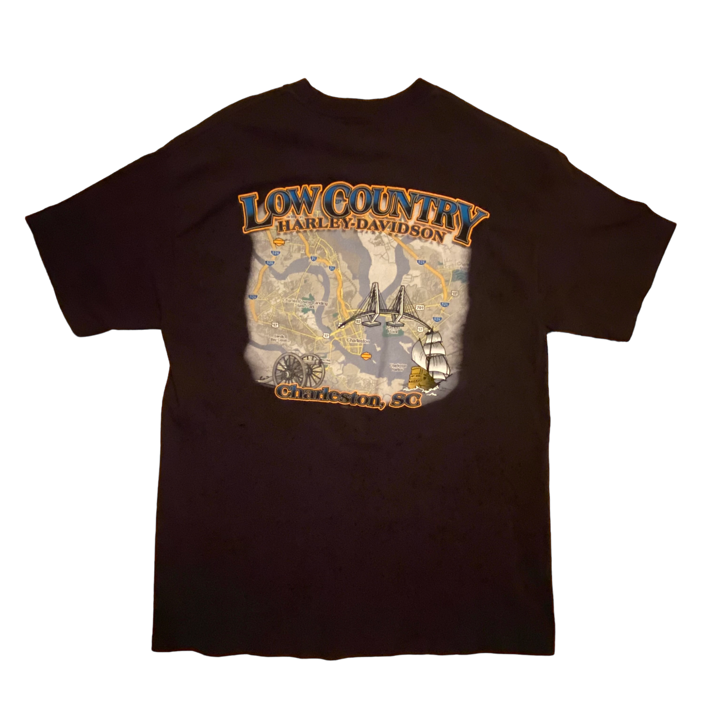 Harley Davidson - Charleston, SC Vintage 2006 Black Graphic T-Shirt
