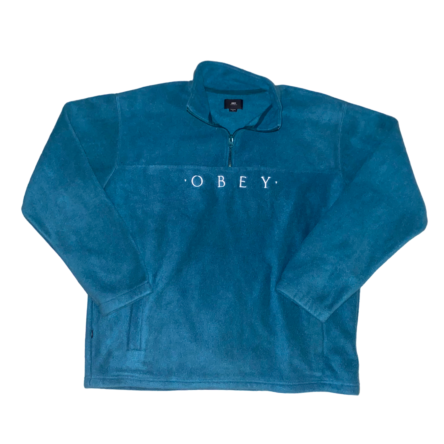 OBEY - Turquoise Fleece Half Zip Sweatshirt
