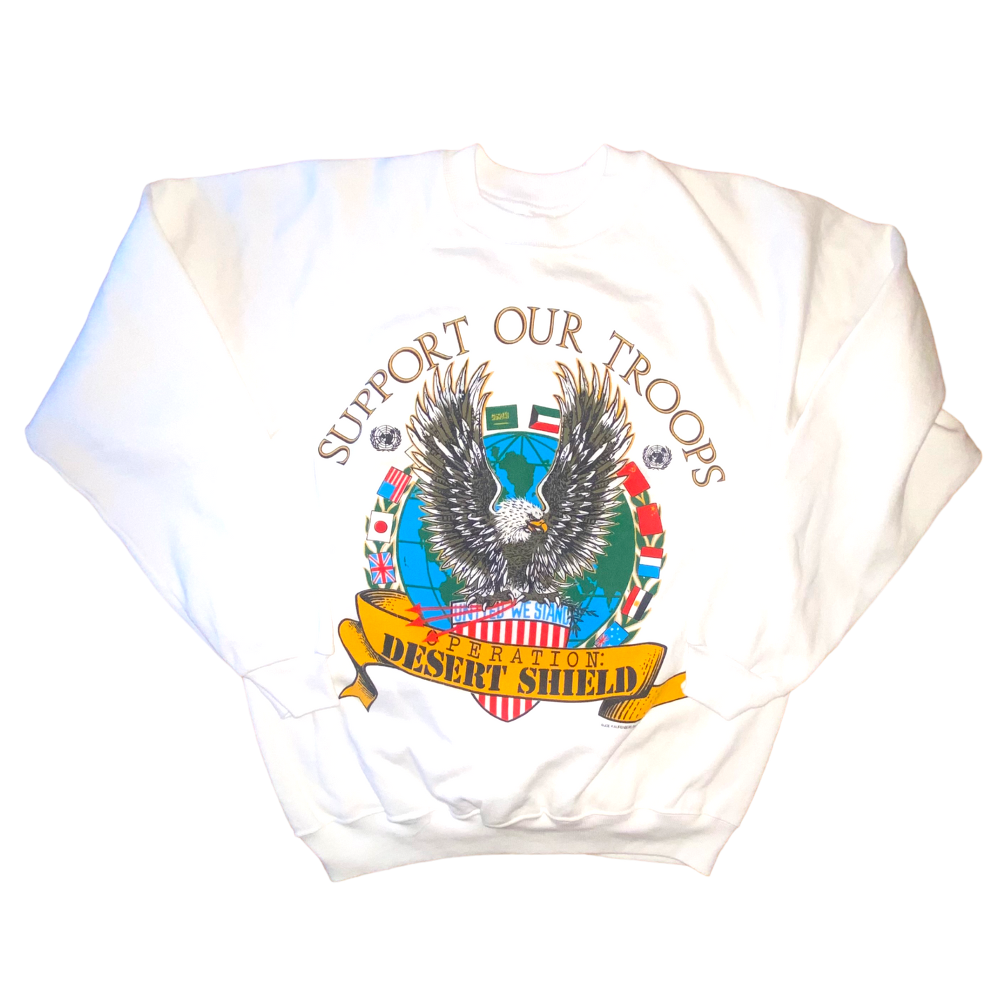 Hanes - Desert Storm Vintage 1991 White Graphic Crewneck Sweatshirt