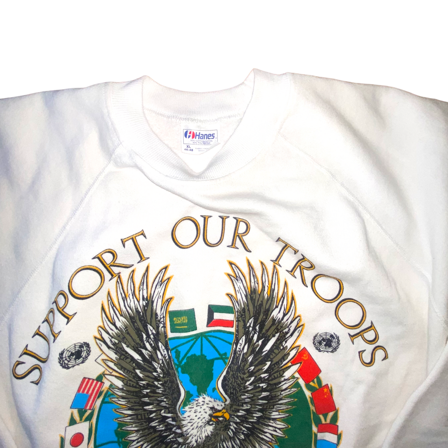 Hanes - Desert Storm Vintage 1991 White Graphic Crewneck Sweatshirt