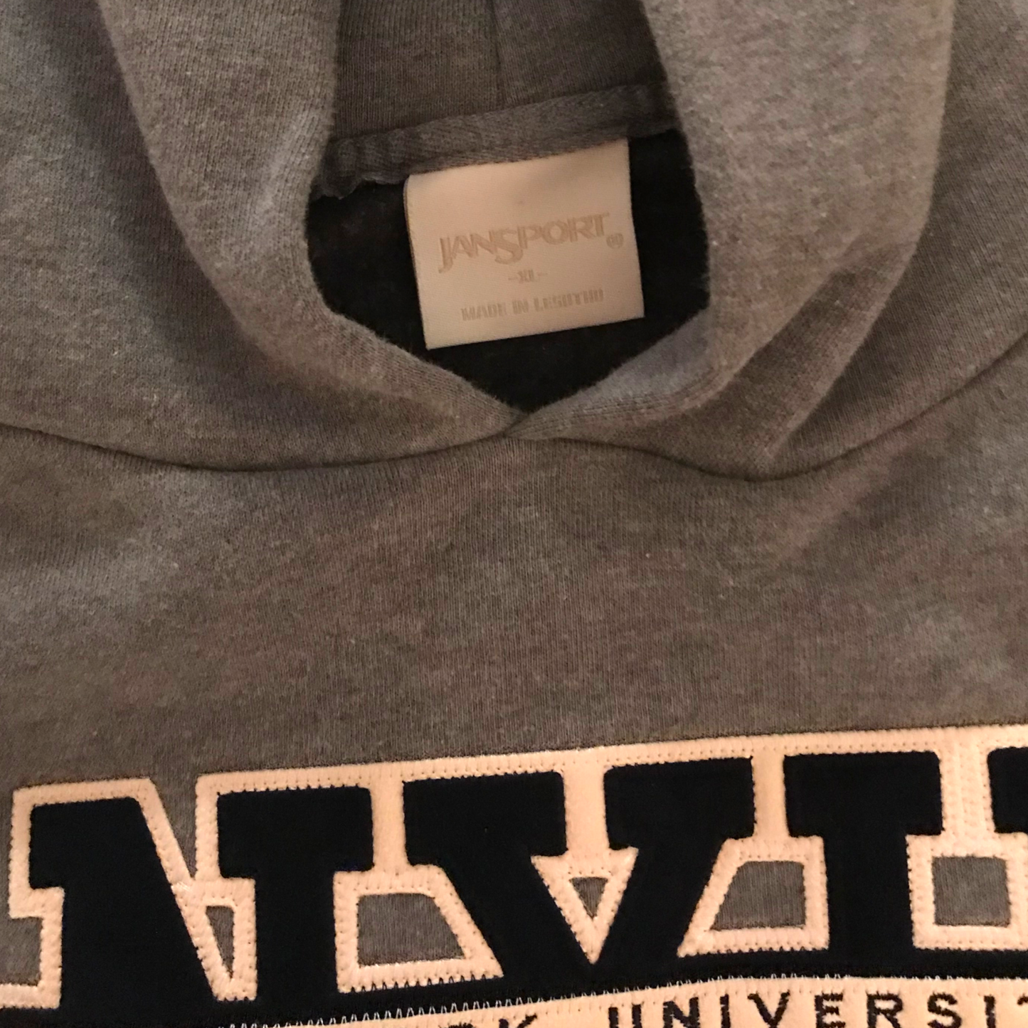 Jansport - NYU Youth Vintage Y2K Grey Hoodie Sweatshirt