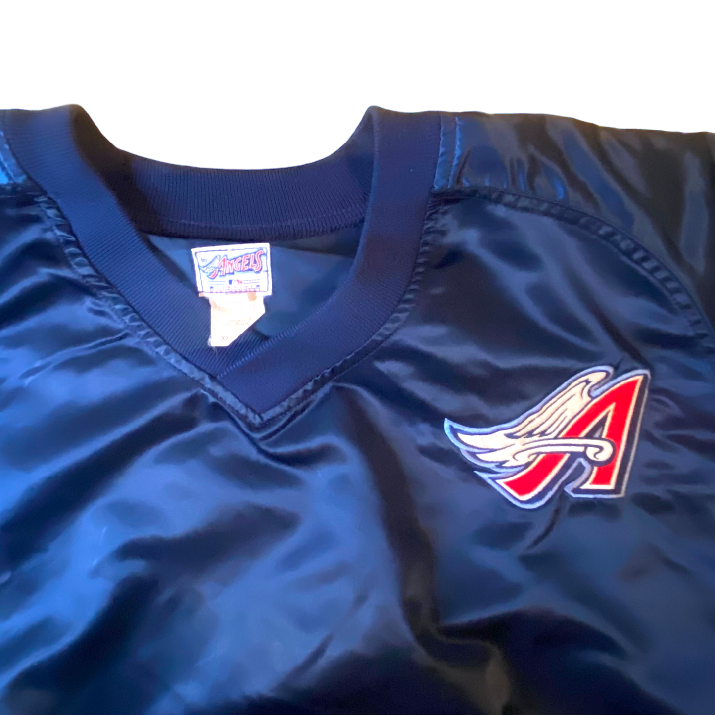 MLB - Angels Navy Blue Satin Pullover Vintage 90s Windbreaker Jacket