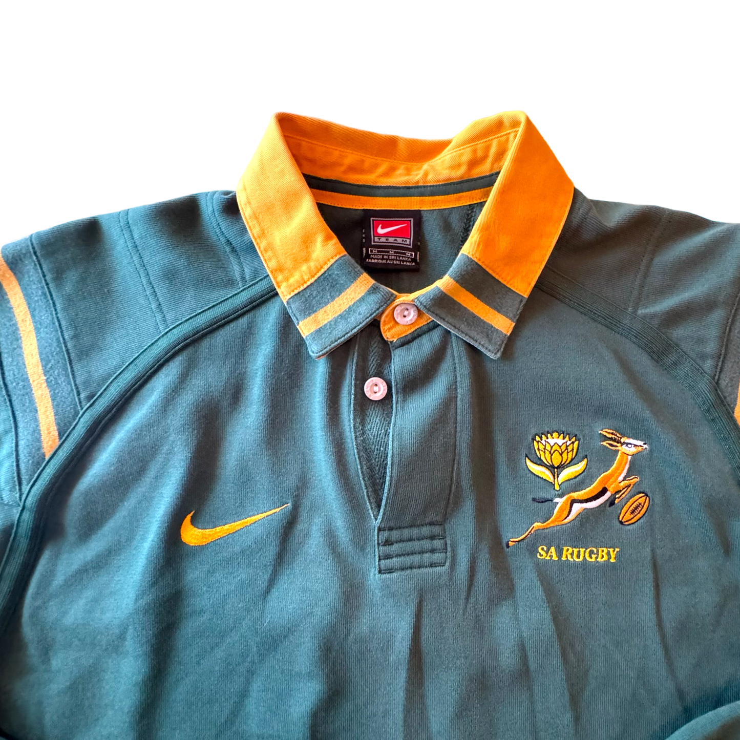Nike - England Rugby League SA Green Polo Knitted Vintage 90s Jersey