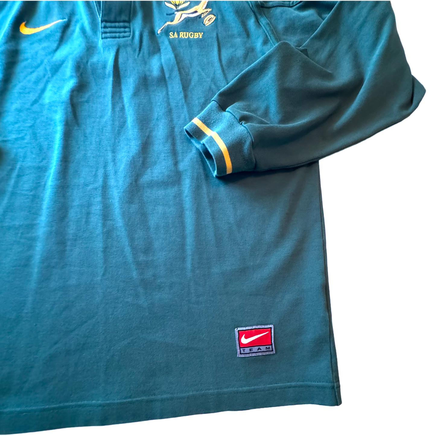 Nike - England Rugby League SA Green Polo Knitted Vintage 90s Jersey