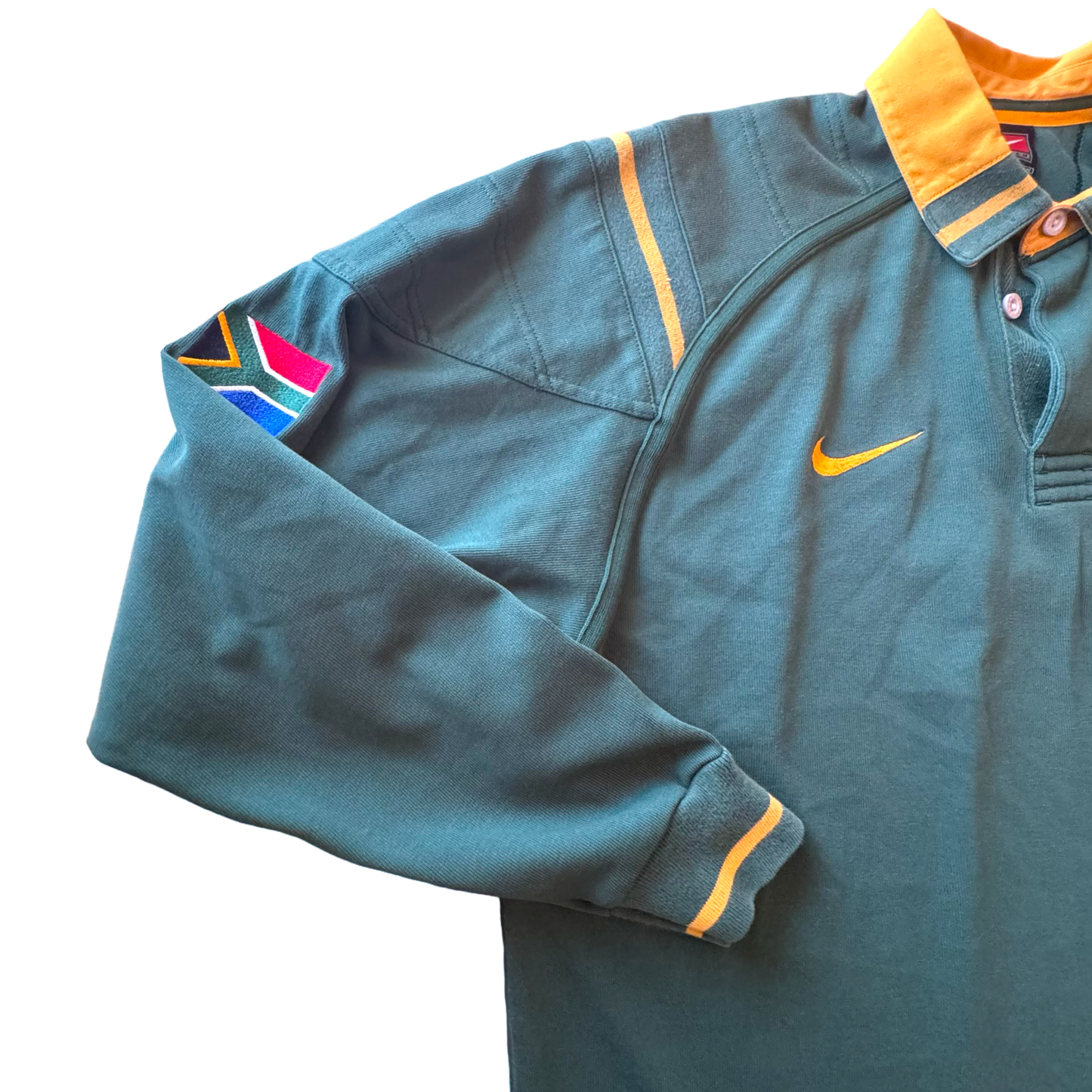 Nike - England Rugby League SA Green Polo Knitted Vintage 90s Jersey