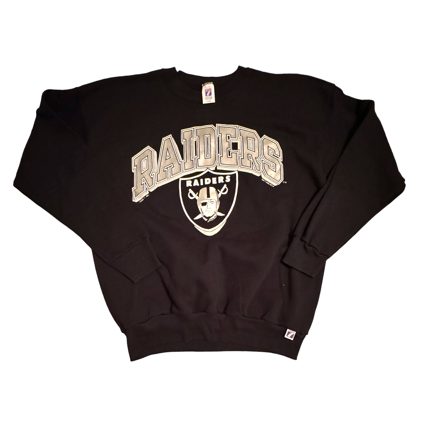 Logo 7 - Raiders Vintage 1990 Black Crewneck Sweatshirt