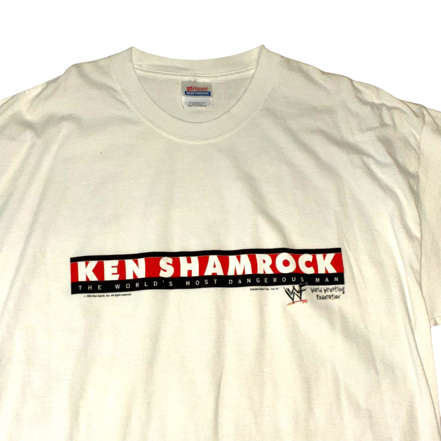 Hanes - Ken Shamrock Vintage 1998 WWE Graphic Deadstock White T-Shirt