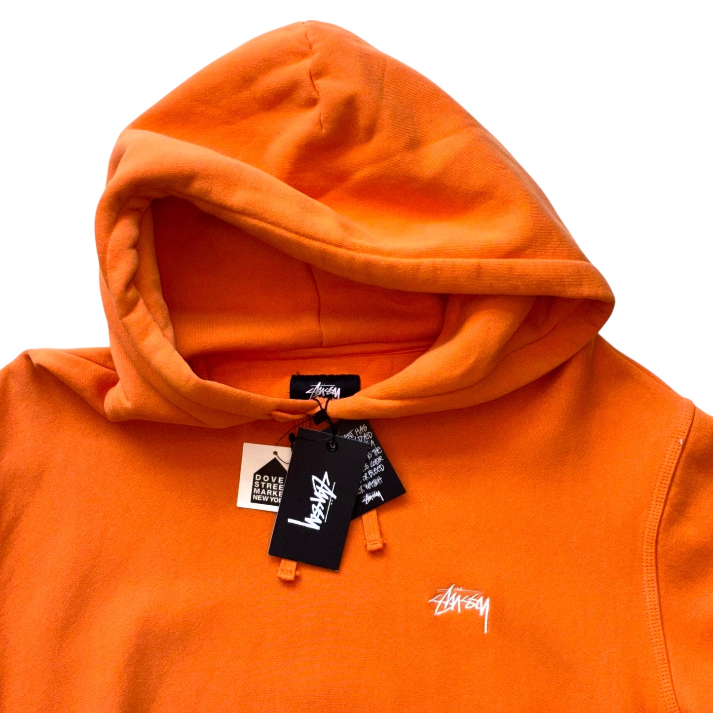 Stussy - Orange Dyed Embroidered Logo Deadstock Hoodie Sweatshirt
