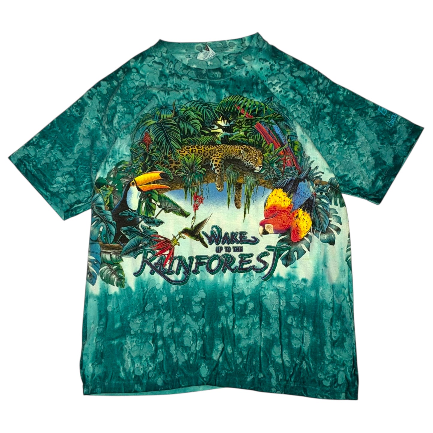 Skimmers - Rainforest Tie Dye Teal Graphic Vintage 90s T-Shirt