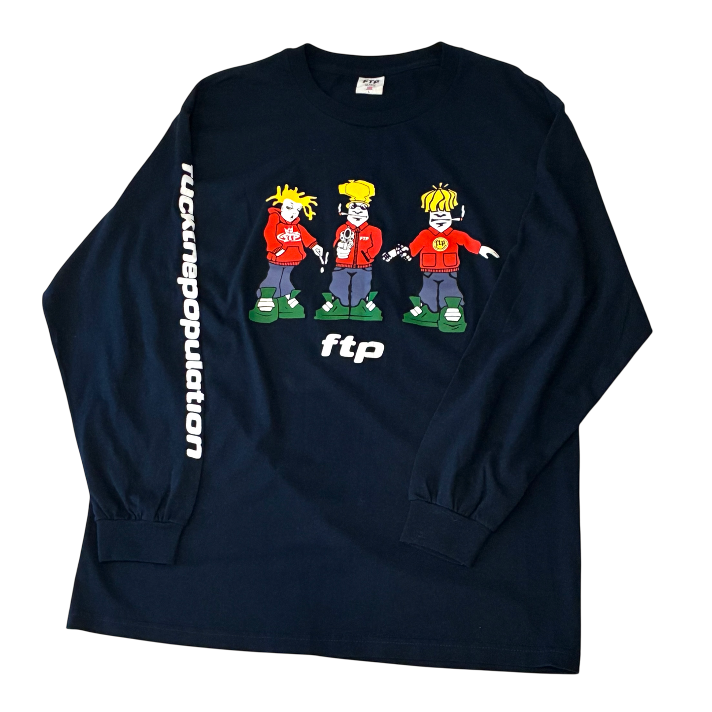 FTP - Spliffy Navy Long-sleeve Graphic T-Shirt