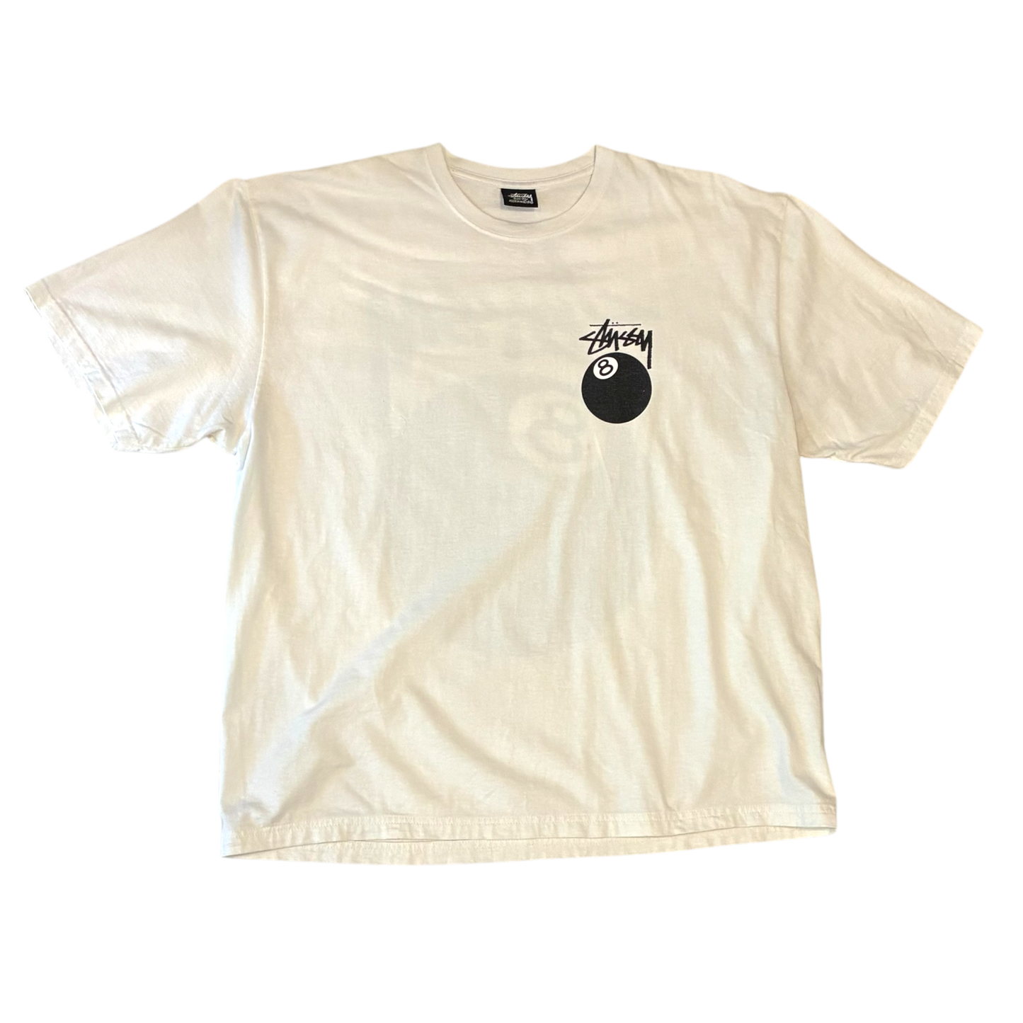 Stussy - White Eight Ball Graphic Vintage Y2K T-Shirt
