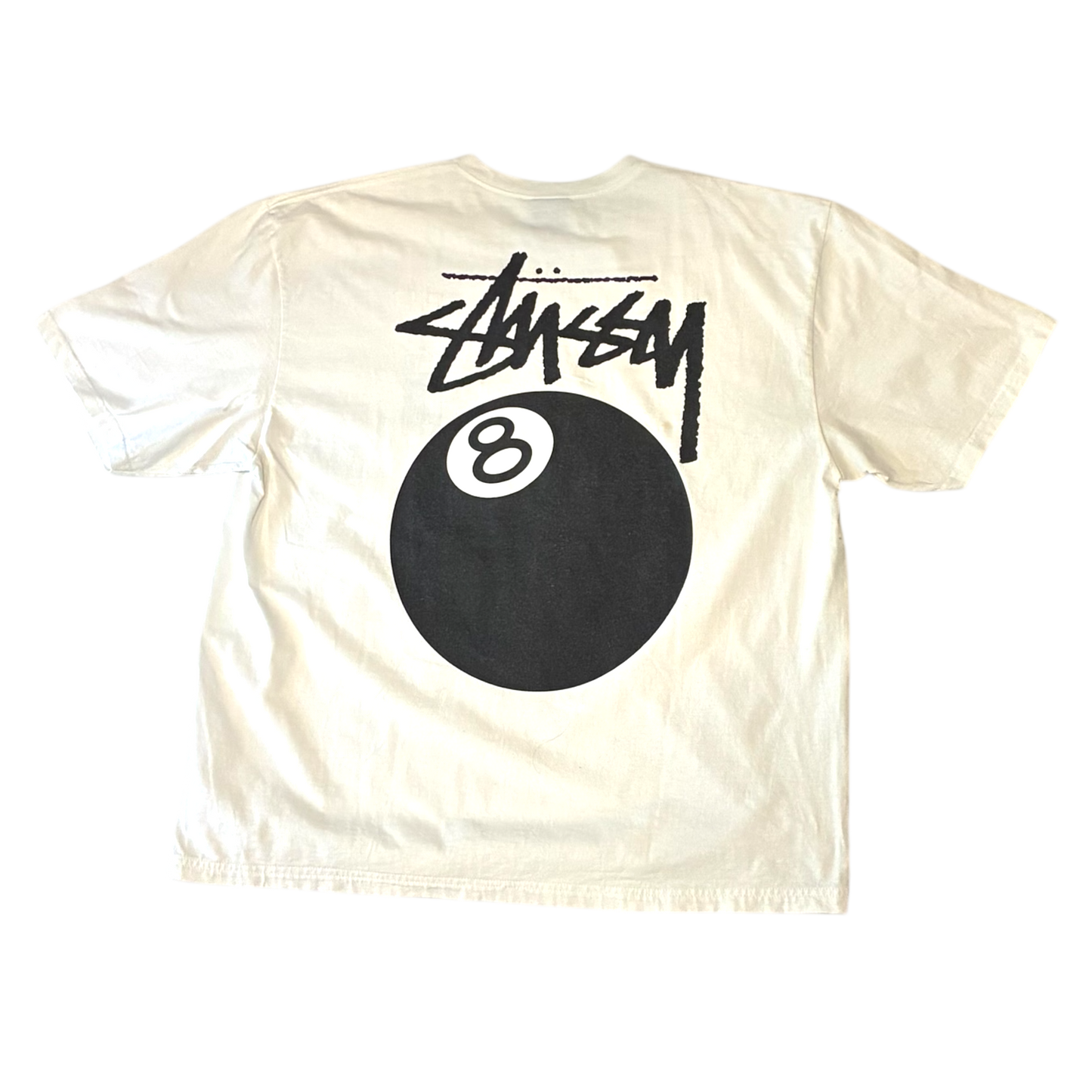 Stussy - White Eight Ball Graphic Vintage Y2K T-Shirt