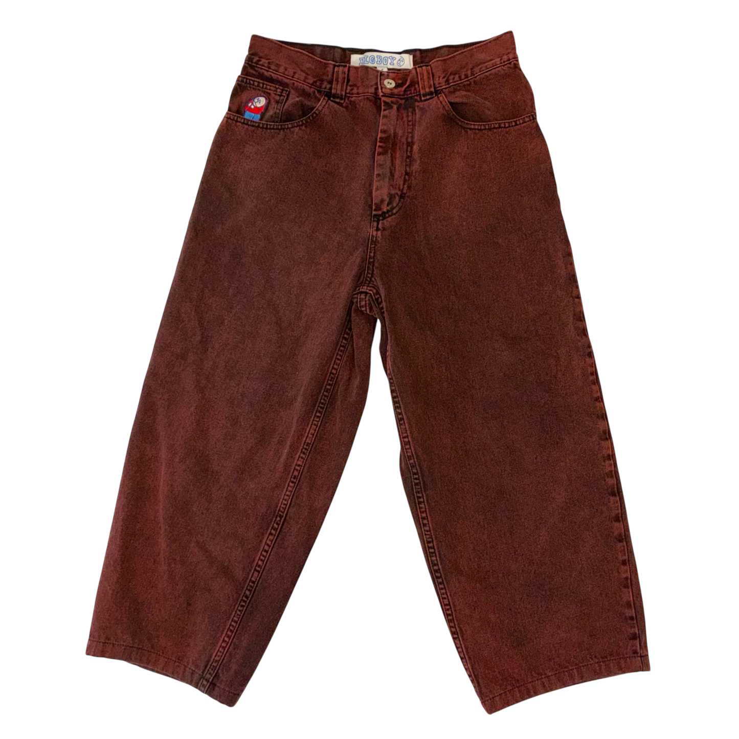 Big Boy Poler - Burgundy Denim Babby Jeans