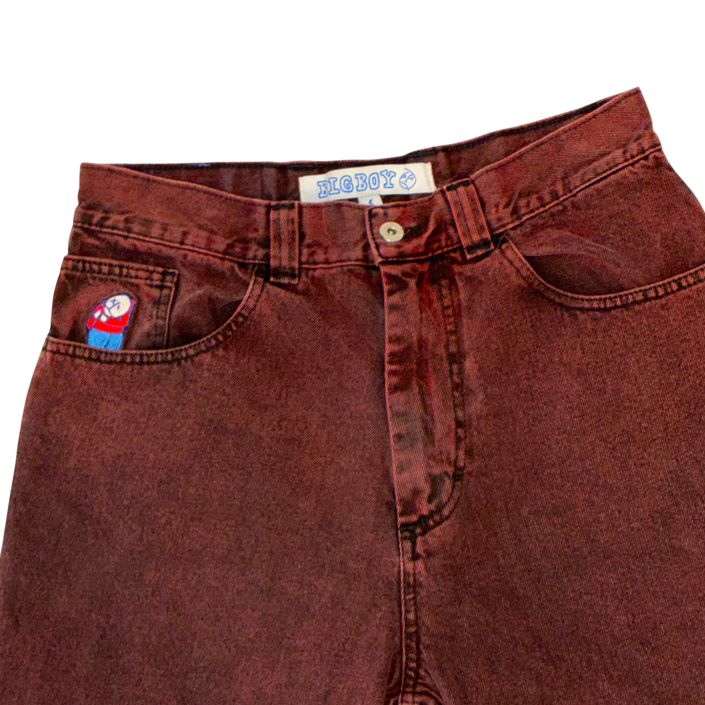 Big Boy Poler - Burgundy Denim Babby Jeans