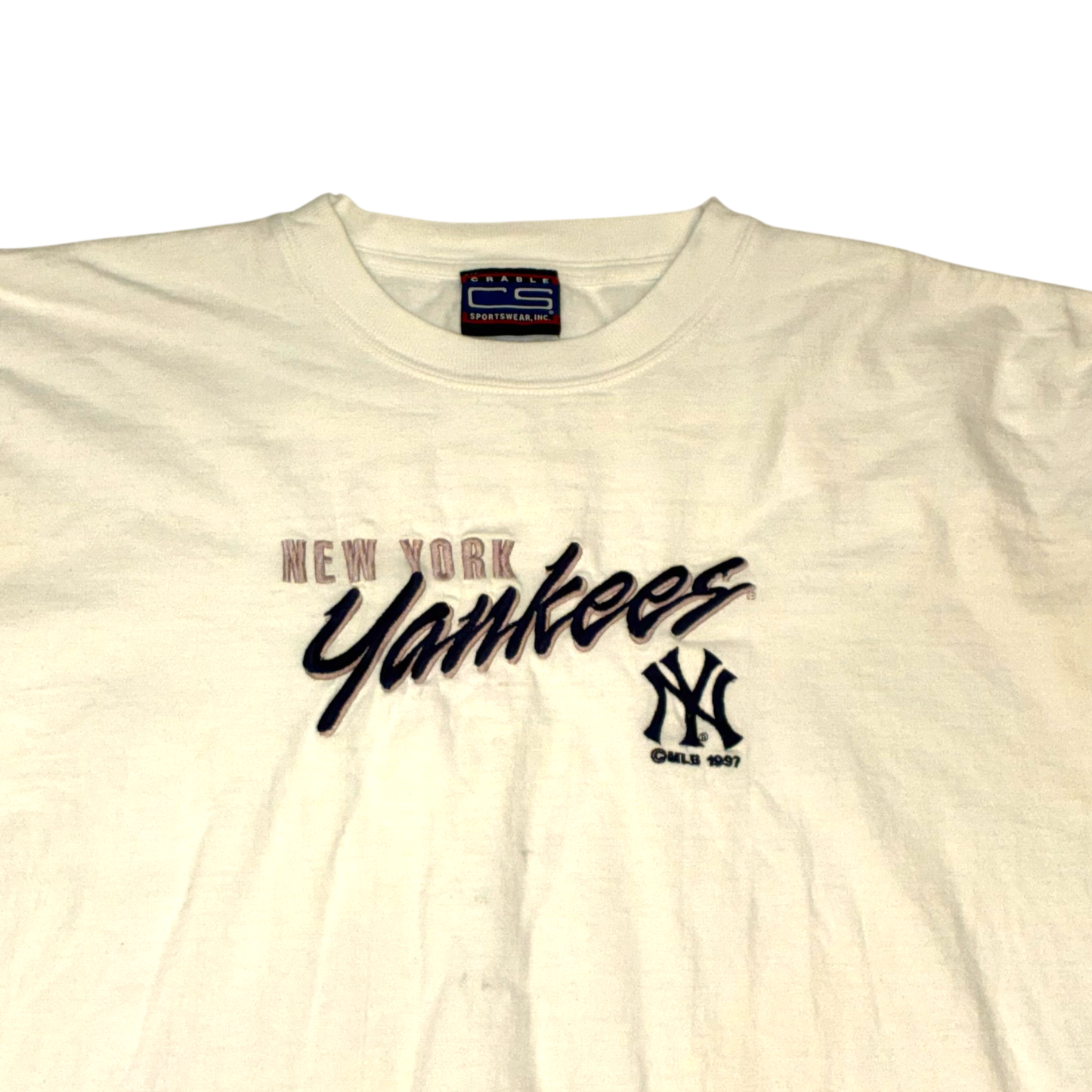 Crable Sportswear - New York Yankees Vintage 1997 Embroidered White T-Shirt