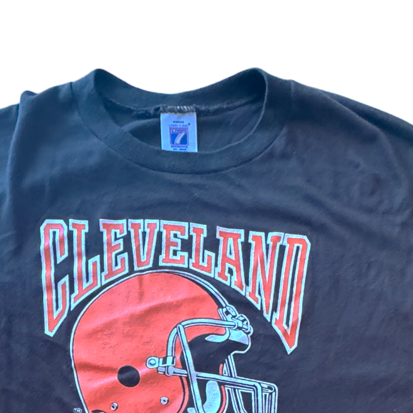 Logo 7 - Cleveland Browns Vintage 80s Single Stitch Brown T-Shirt