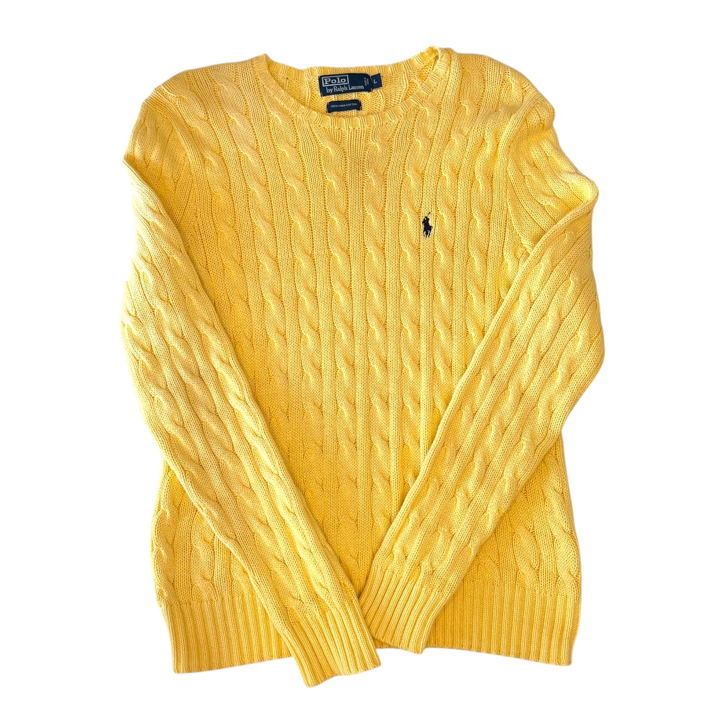 Polo Ralph Lauren - Yellow Cable Knit Vintage 90s Sweater