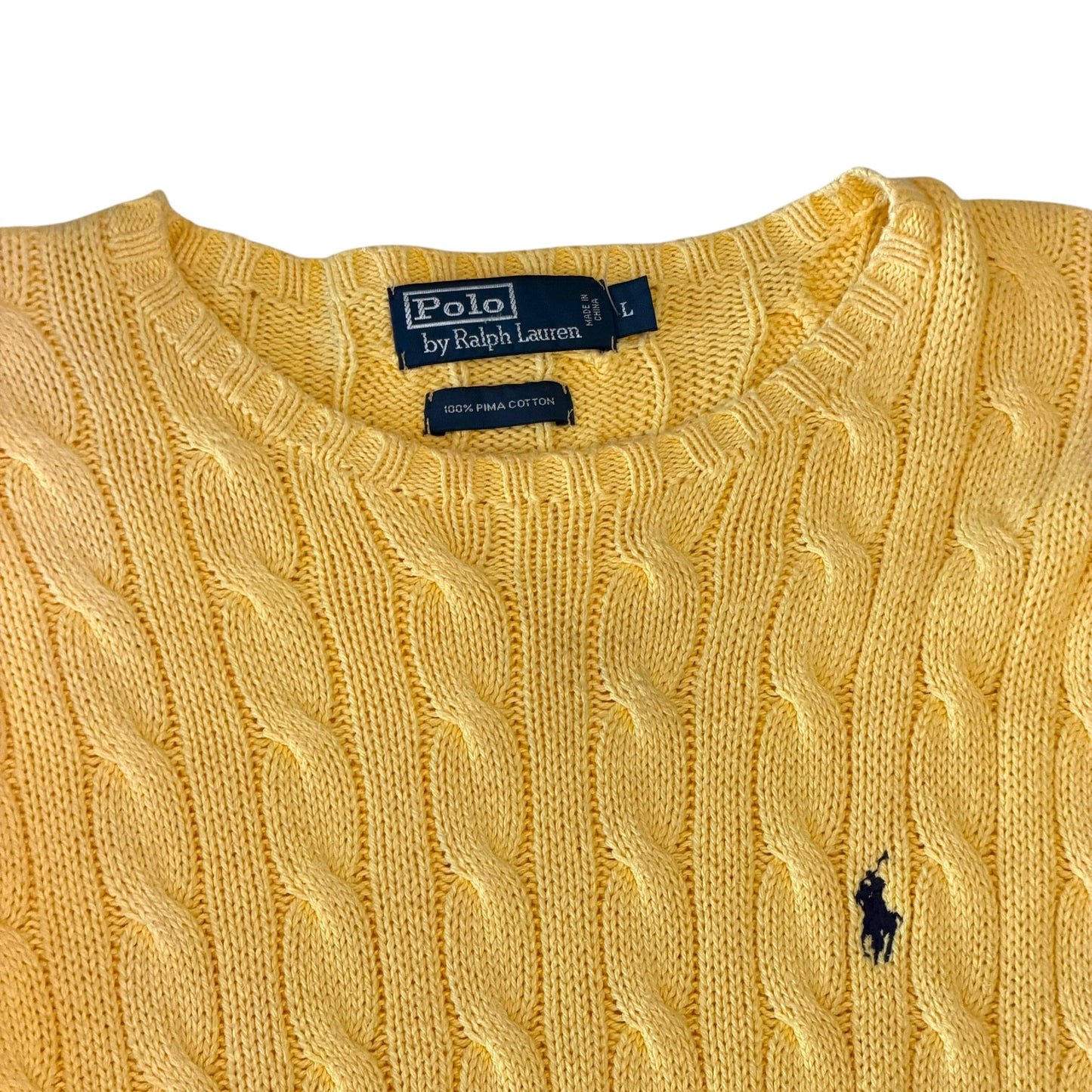 Polo Ralph Lauren - Yellow Cable Knit Vintage 90s Sweater