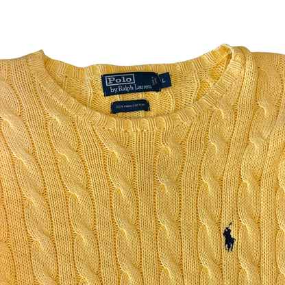 Polo Ralph Lauren - Yellow Cable Knit Vintage 90s Sweater