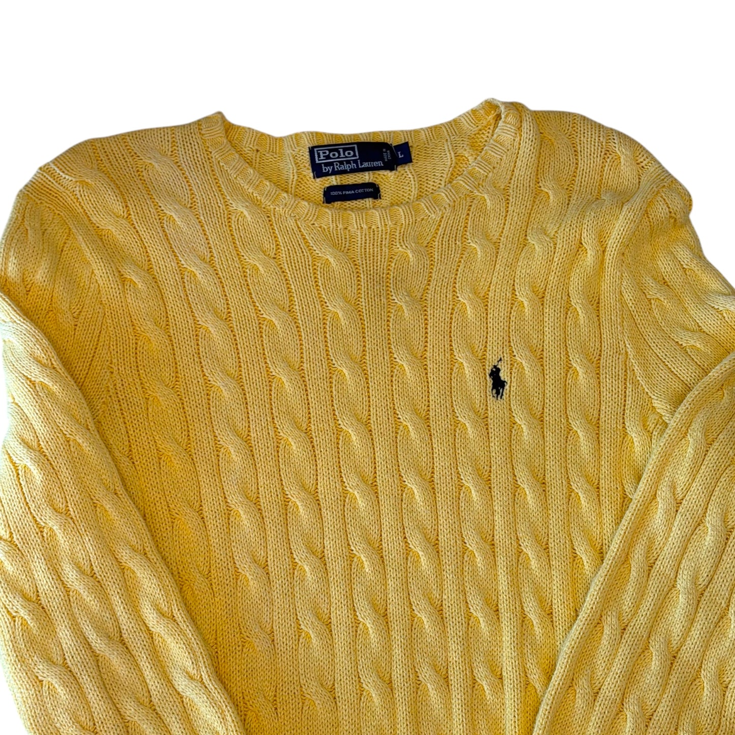 Polo Ralph Lauren - Yellow Cable Knit Vintage 90s Sweater