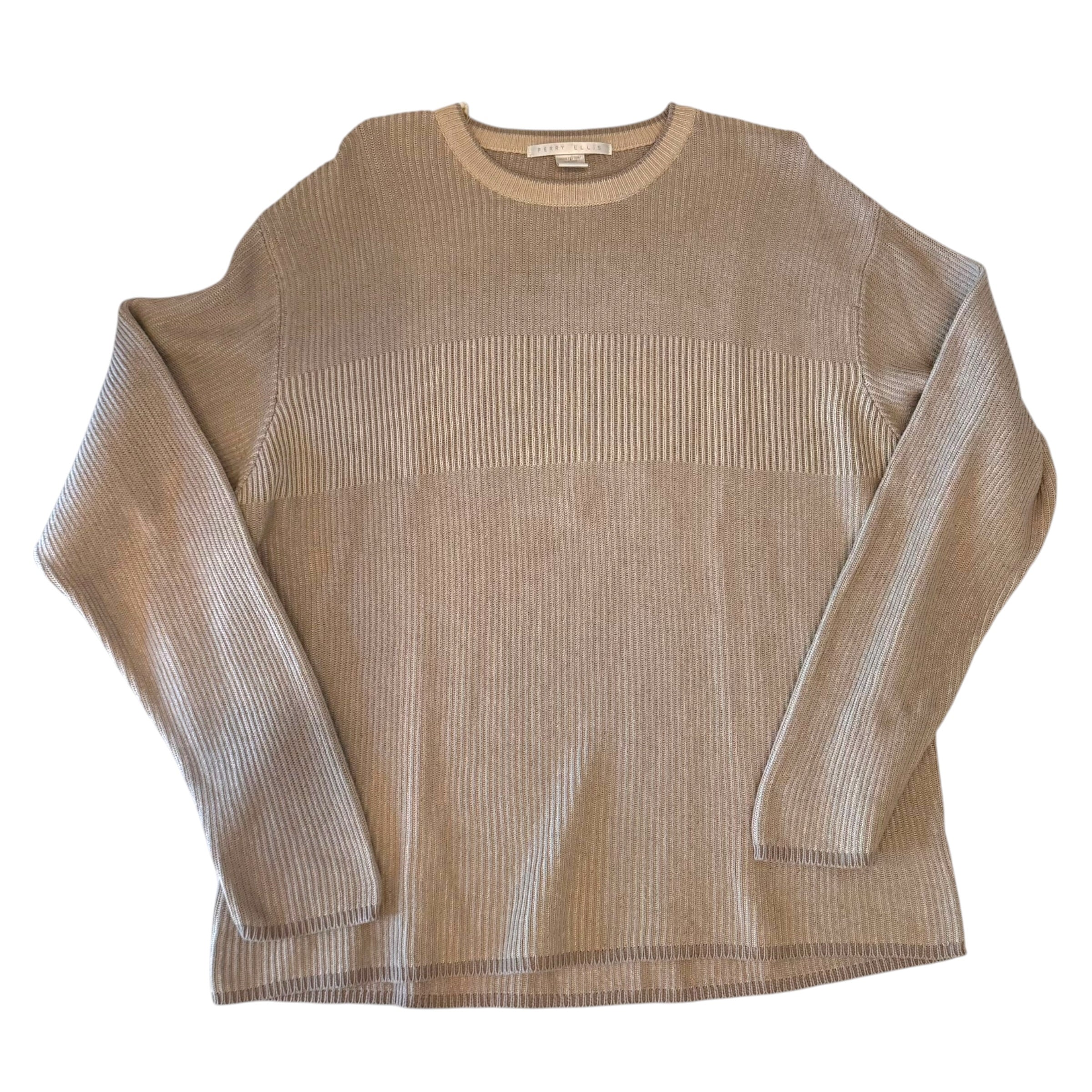 Perry Ellis - Beige Knit Vintage Y2K Sweater