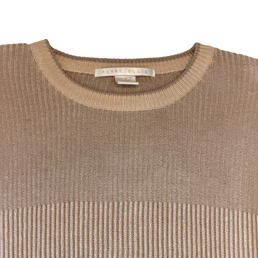 Perry Ellis - Beige Knit Vintage Y2K Sweater