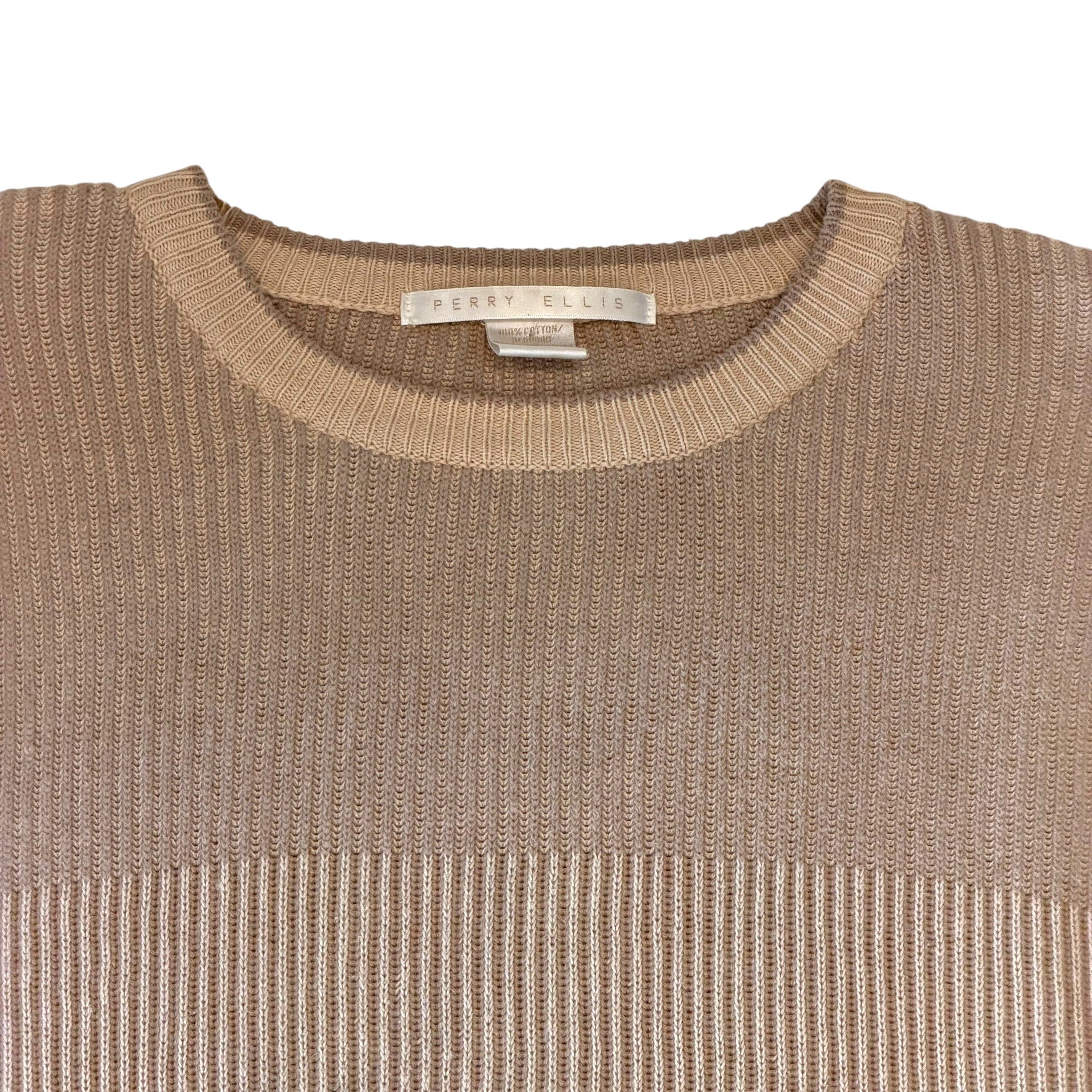 Perry Ellis - Beige Knit Vintage Y2K Sweater
