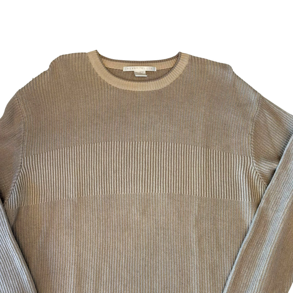 Perry Ellis - Beige Knit Vintage Y2K Sweater
