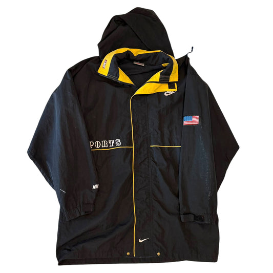 Nike - Sports Vintage 90s Black Windbreaker Parka Jacket