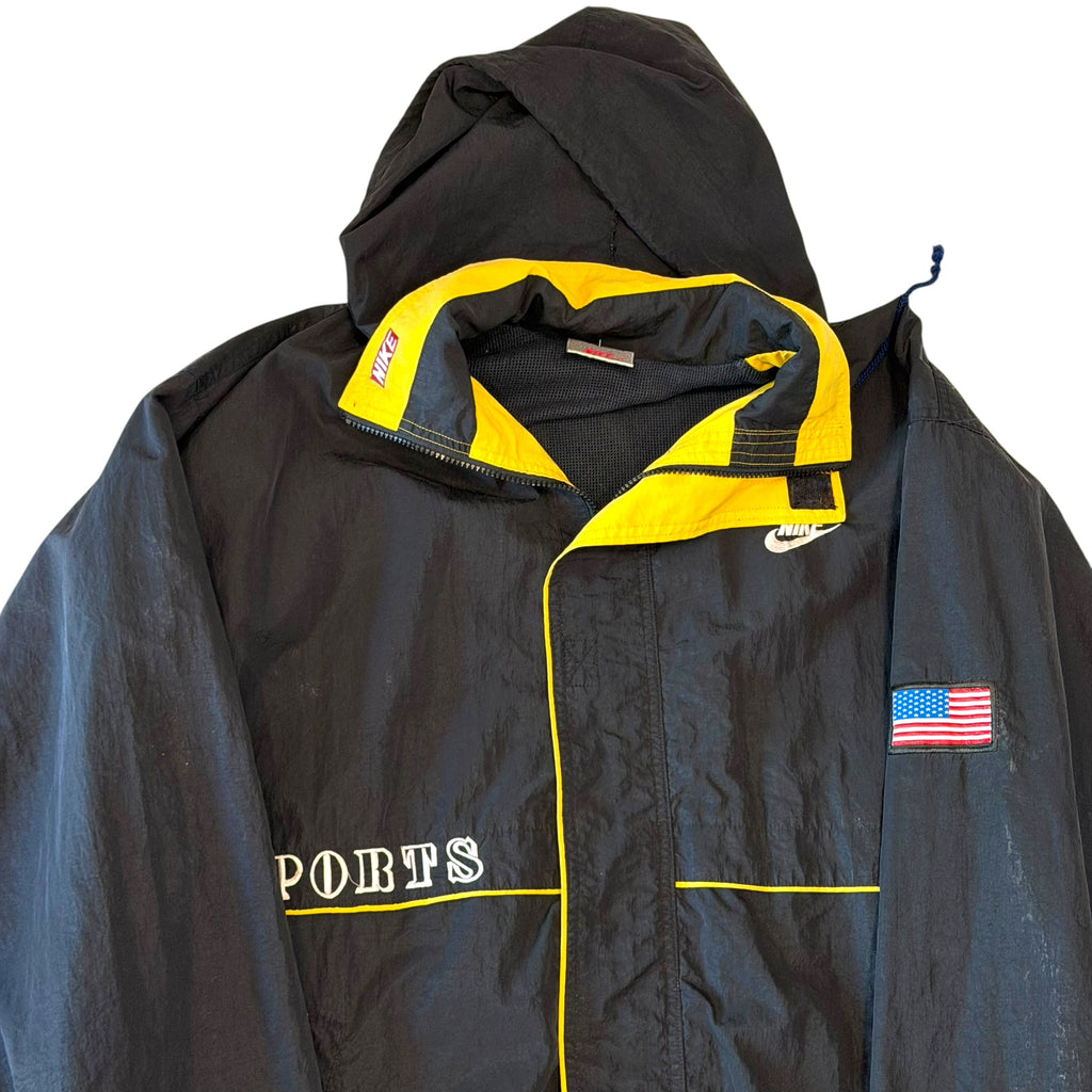 Nike - Sports Vintage 90s Black Windbreaker Parka Jacket