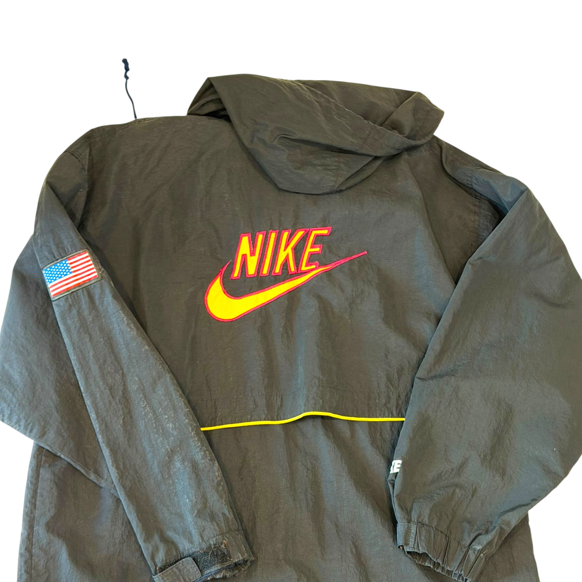 Nike - Sports Vintage 90s Black Windbreaker Parka Jacket