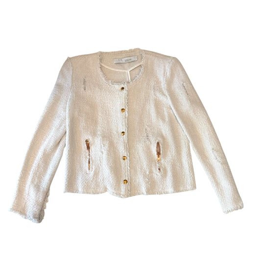 Iro - Knit Beige Designer Button Up Over Coat