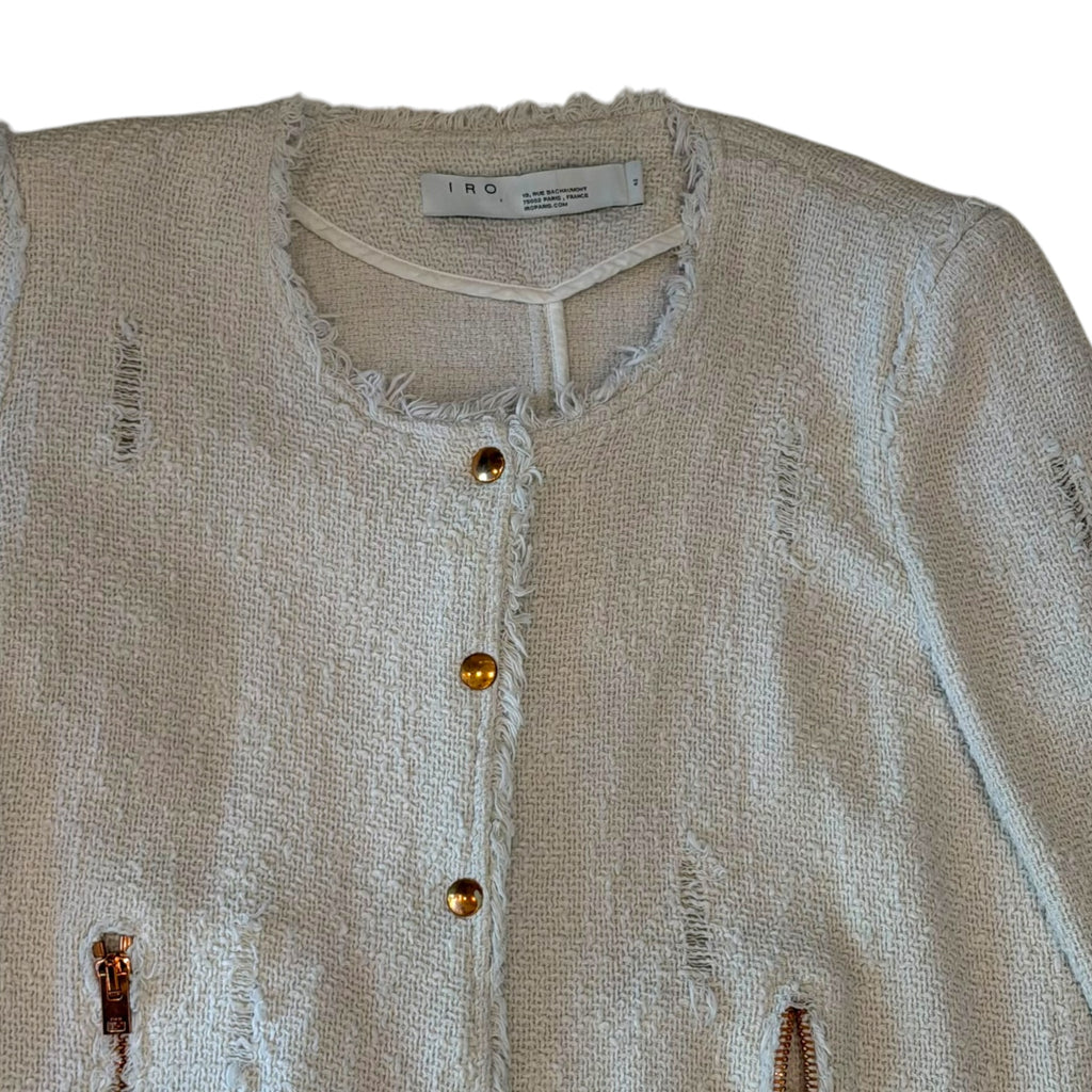 Iro - Knit Beige Designer Button Up Over Coat