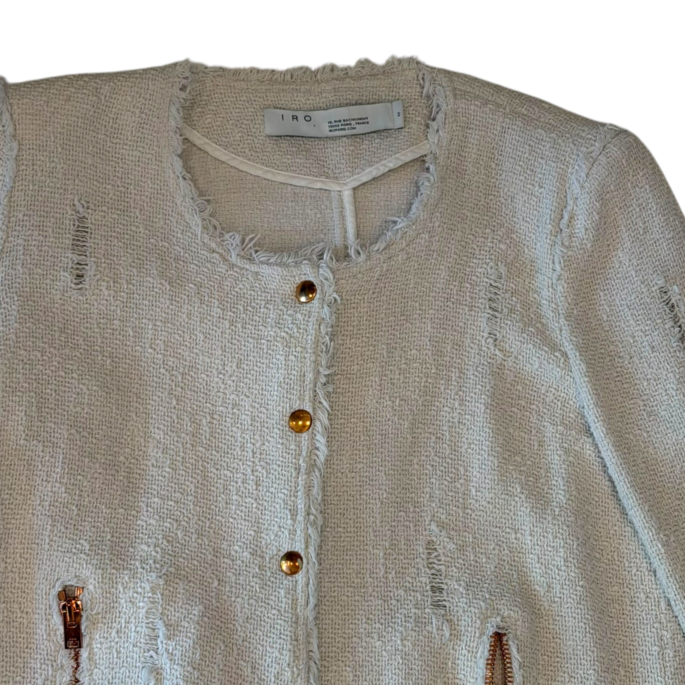 Iro - Knit Beige Designer Button Up Over Coat