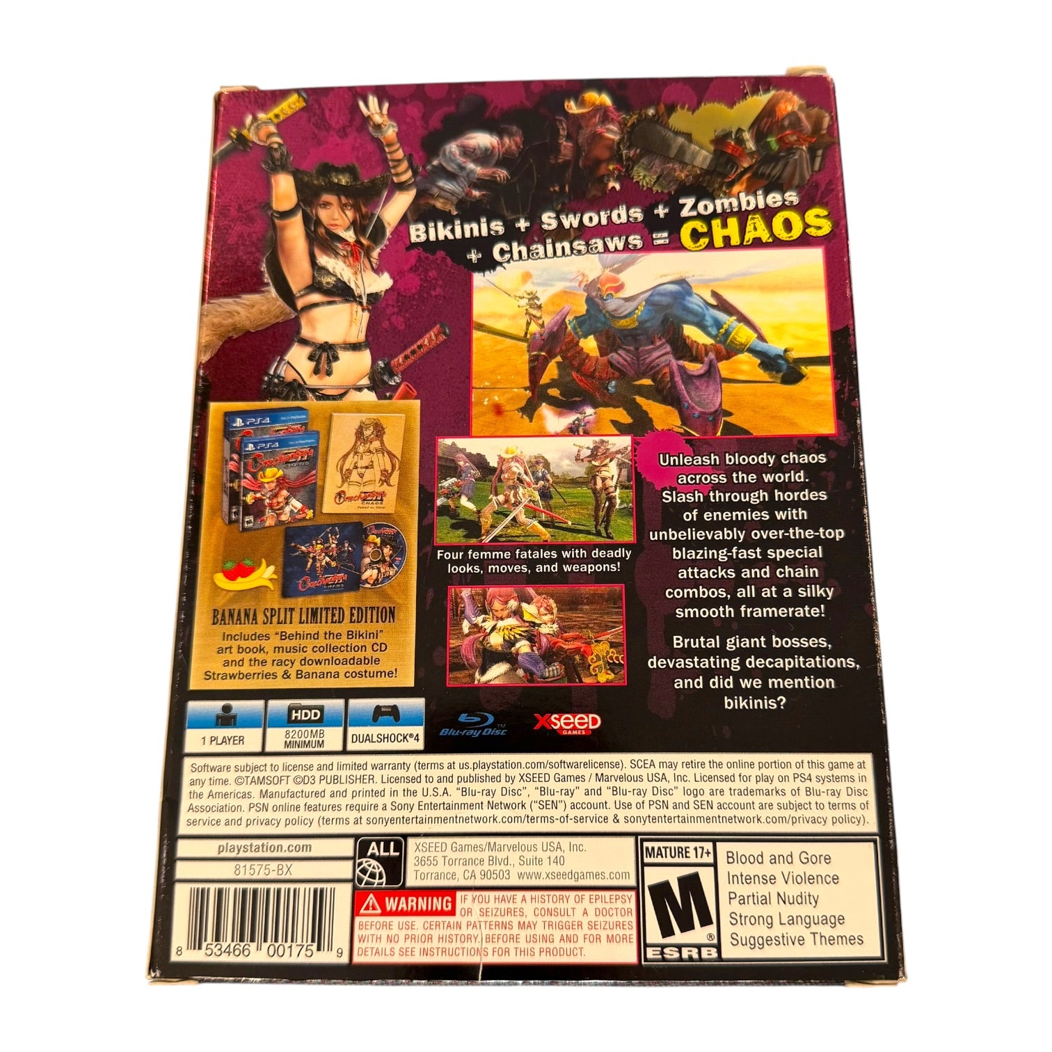 PS4 - Onechanbara Chaos Z2 Banana Split Limited Edition CIB
