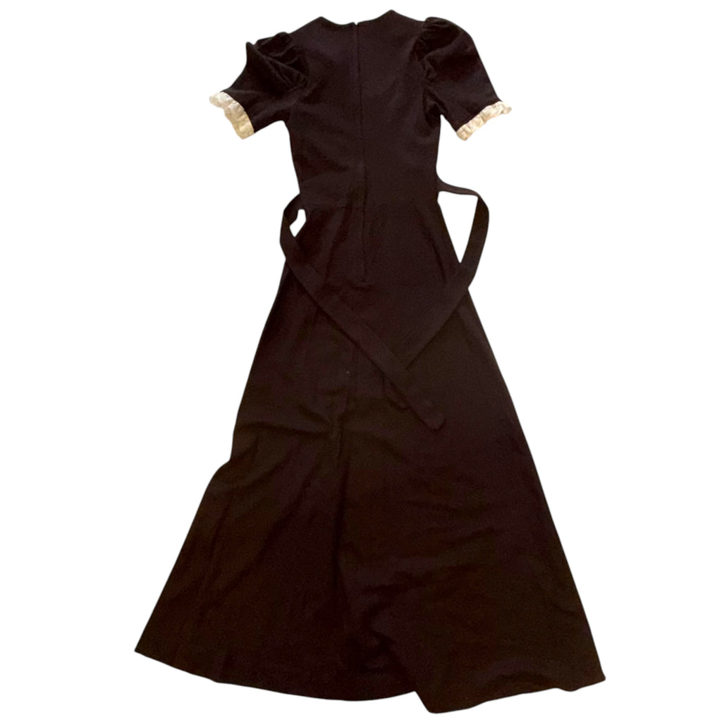 Unbranded - Vintage 60s Era Long Brown Praire Cotton Dress
