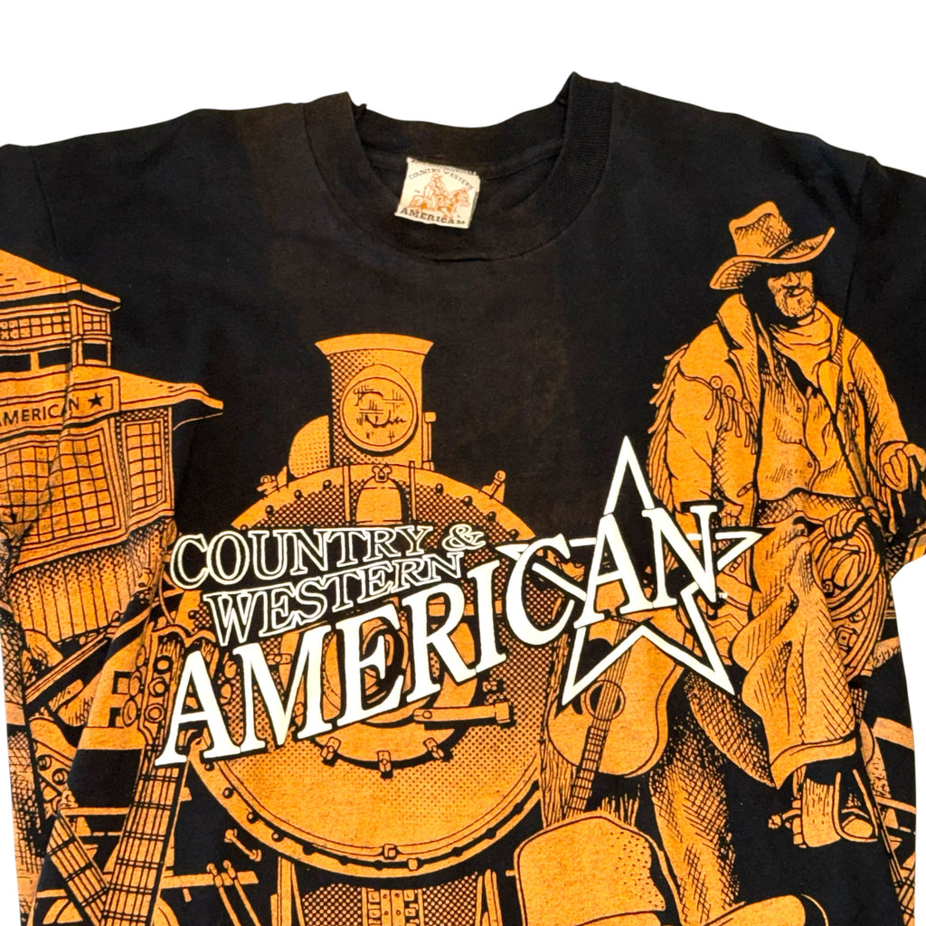 Country Western American - AOP Black Graphic T-Shirt