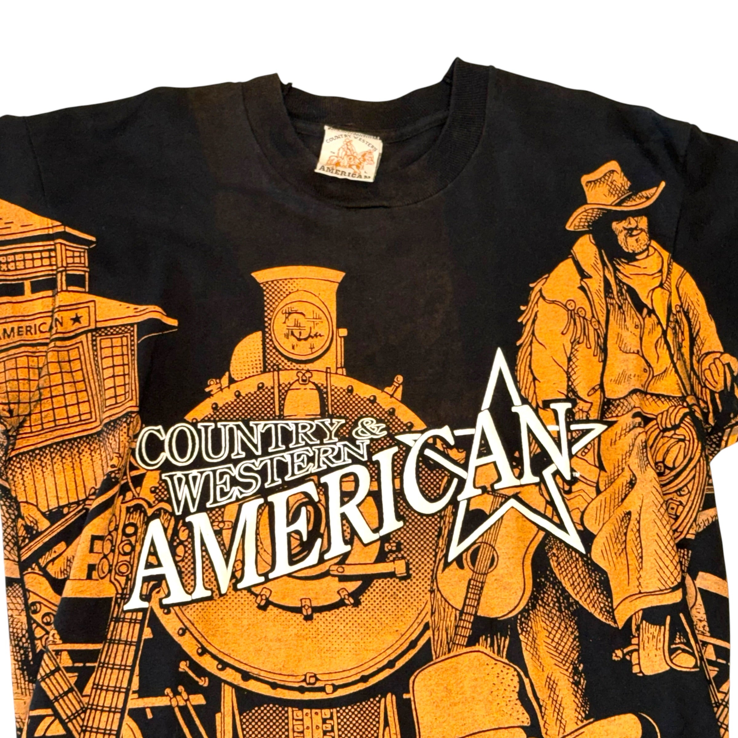 Country Western American - AOP Black Graphic T-Shirt