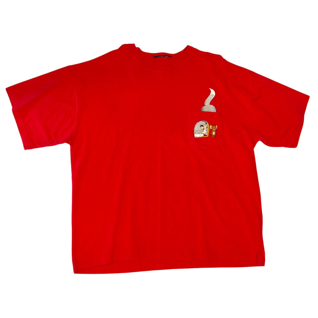 Warner Bros - Tom & Jerry Red Embroidered Vintage 90s T-Shirt