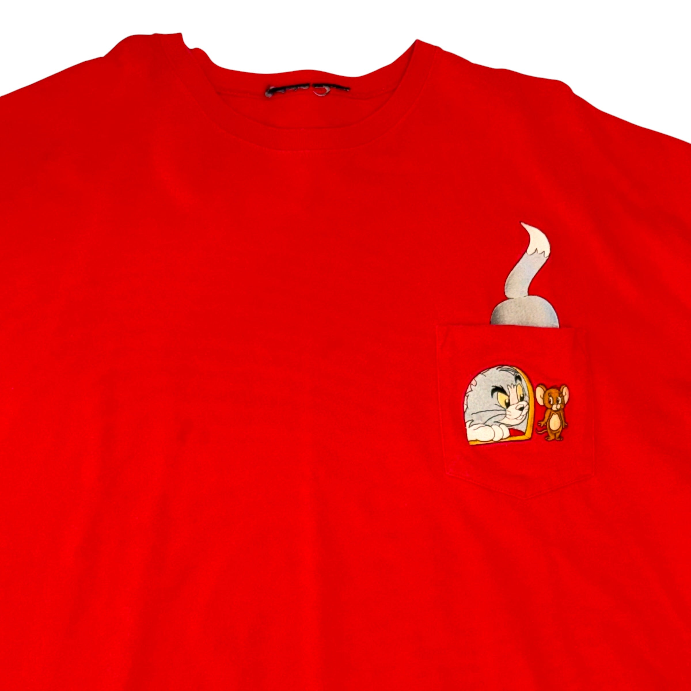 Warner Bros - Tom & Jerry Red Embroidered Vintage 90s T-Shirt