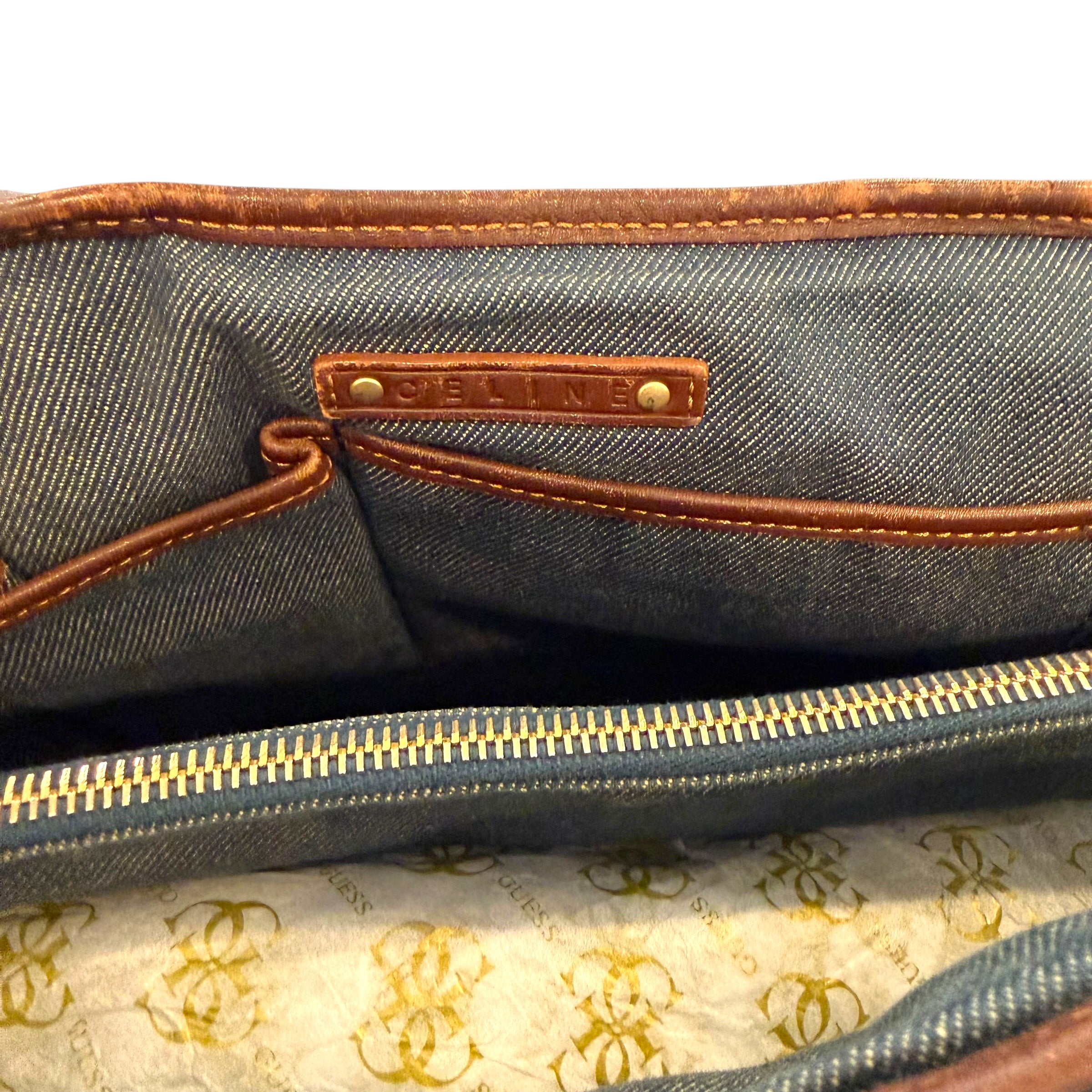 Celine - Paris Macadam - Blue Monogram Denim Authentic Shoulder Bag