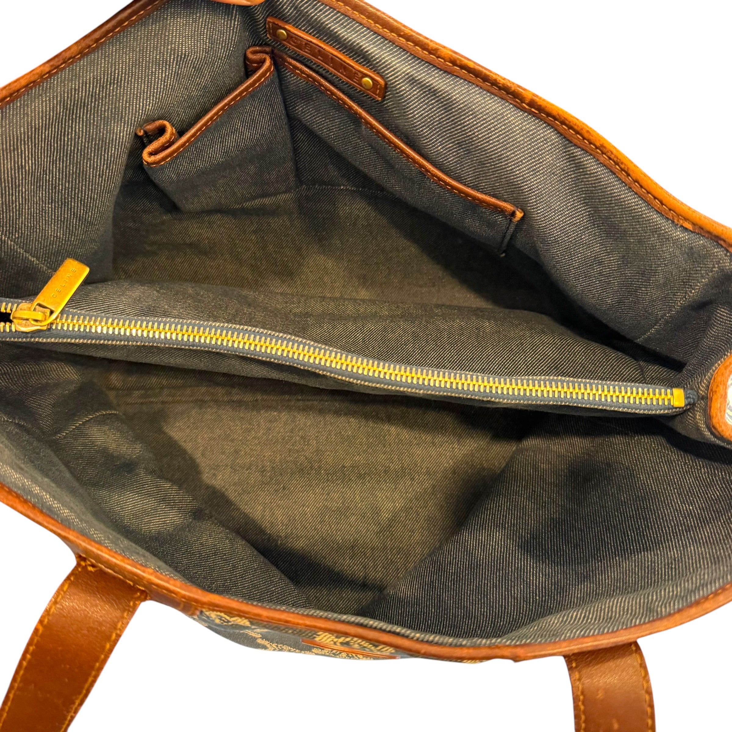Celine - Paris Macadam - Blue Monogram Denim Authentic Shoulder Bag
