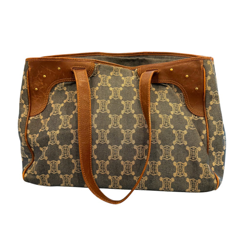 Celine - Paris Macadam - Blue Monogram Denim Authentic Shoulder Bag