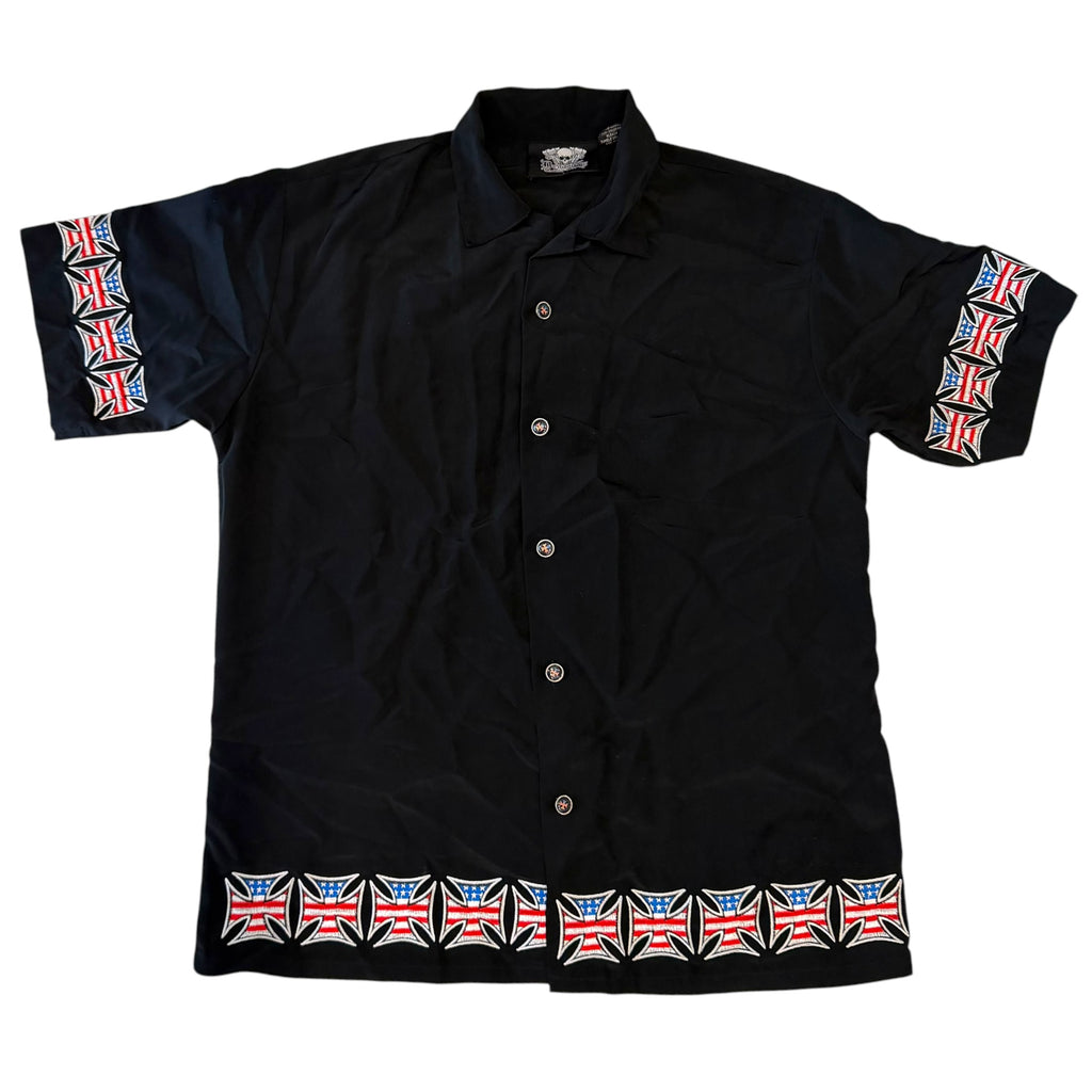Dragonfly Clothing - Cross Black Embroidered USA Vintage Y2K Shirt