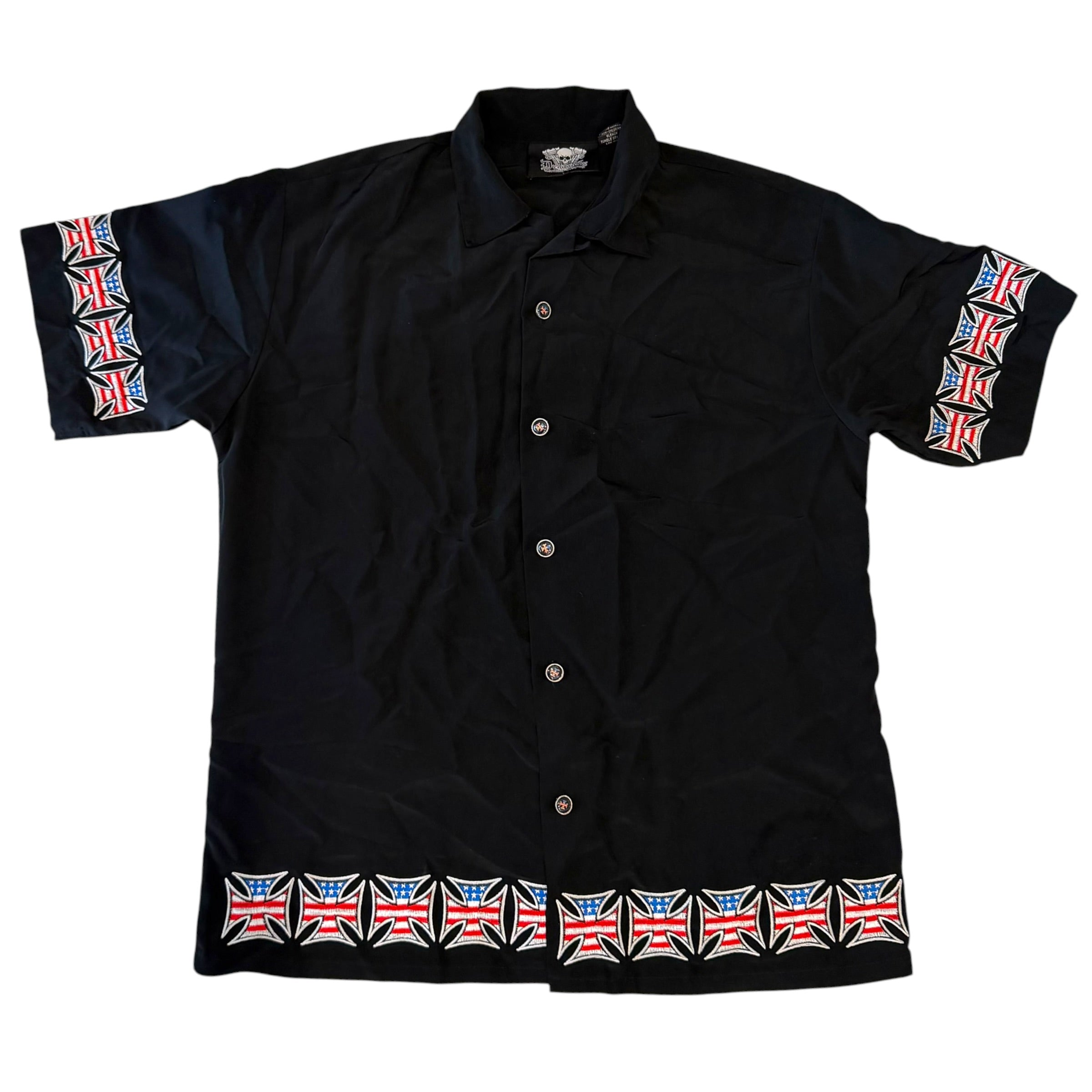 Dragonfly Clothing - Cross Black Embroidered USA Vintage Y2K Shirt