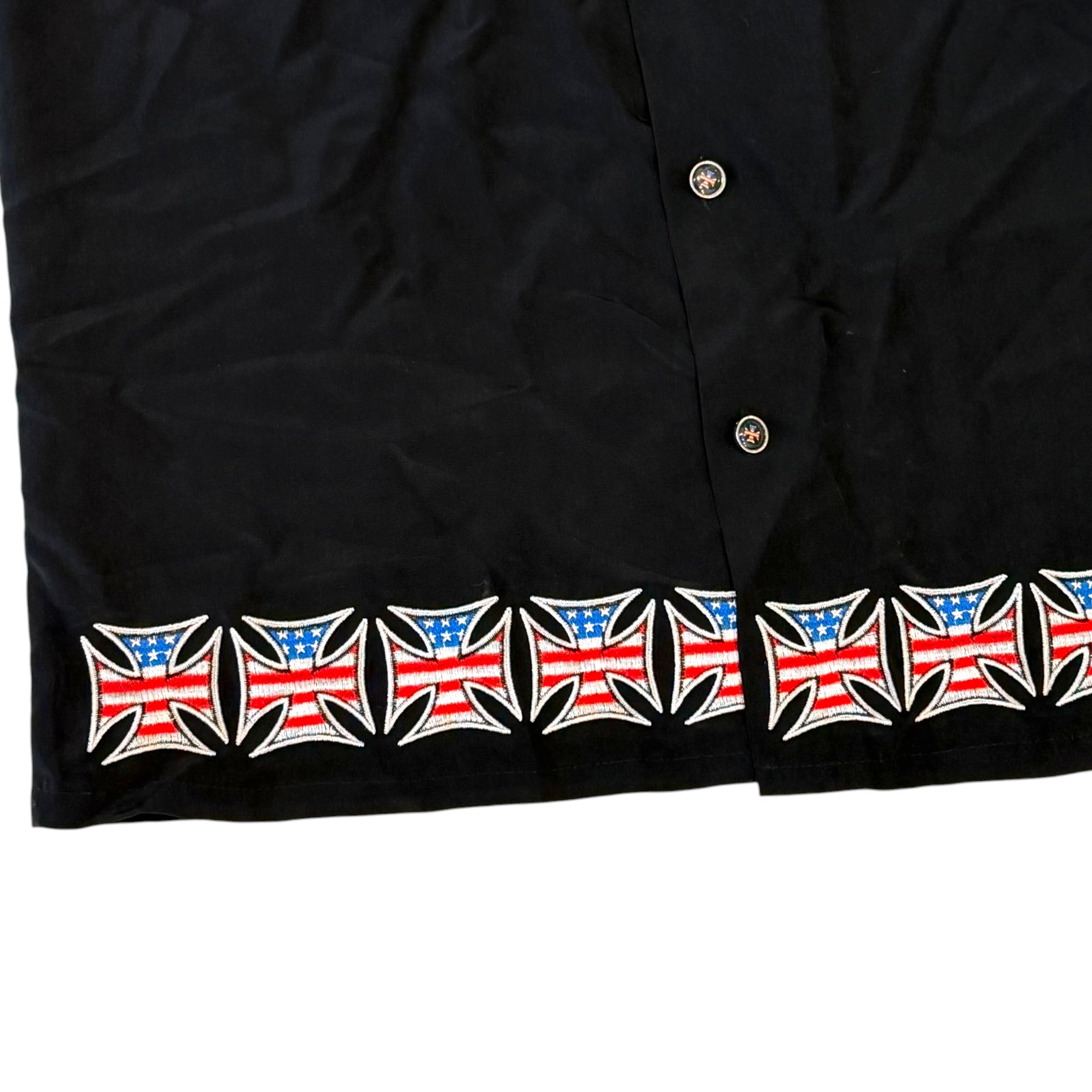 Dragonfly Clothing - Cross Black Embroidered USA Vintage Y2K Shirt